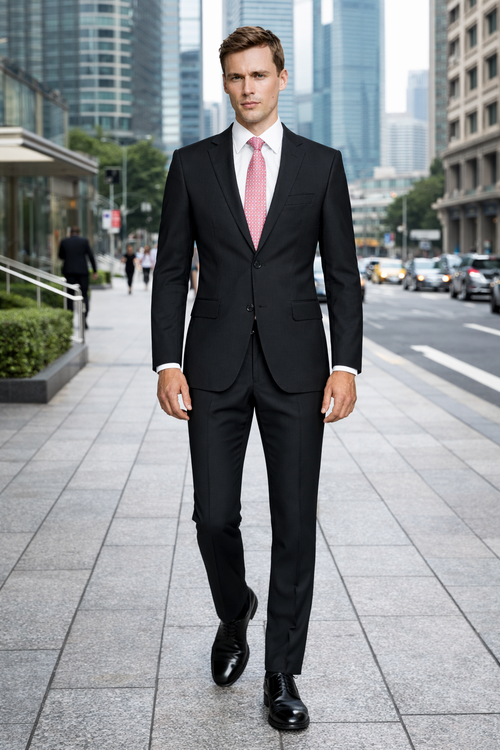 Enzo Solid Black Suit