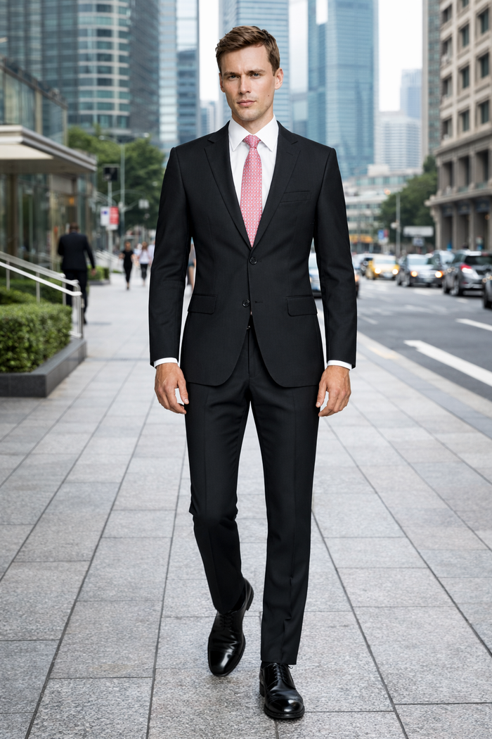 Enzo Solid Black Suit