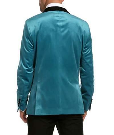 Enzo Turquoises Velvet Slim Fit Shawl Lapel Tuxedo Men's Blazer - 36 R