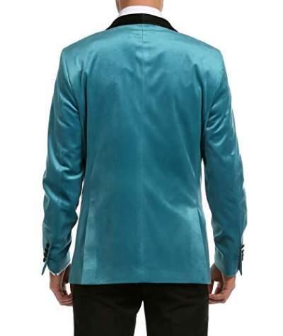 Enzo Turquoises Velvet Slim Fit Shawl Lapel Tuxedo Men's Blazer - 36 R