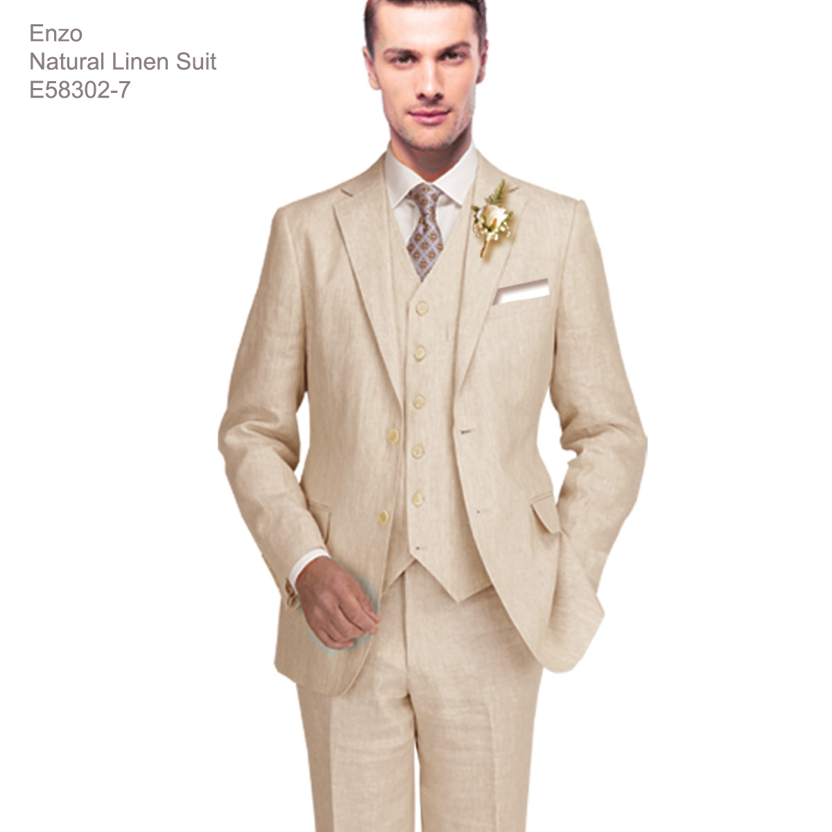 Enzo White, Khaki or Blue Linen Suits/ Free Shipping - 34 Short or Extra Small