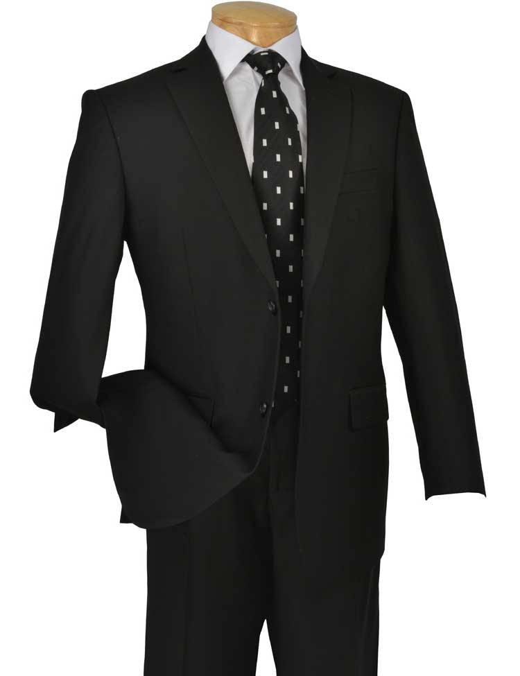 Executive Classic Fit  Two Piece Suit Color Solid Black - 36 Short  - 30 Waist