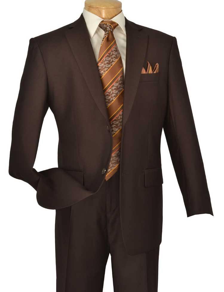 Executive Classic Fit Two Piece Suit Color Solid Brown - 36 Short  - 30 Waist