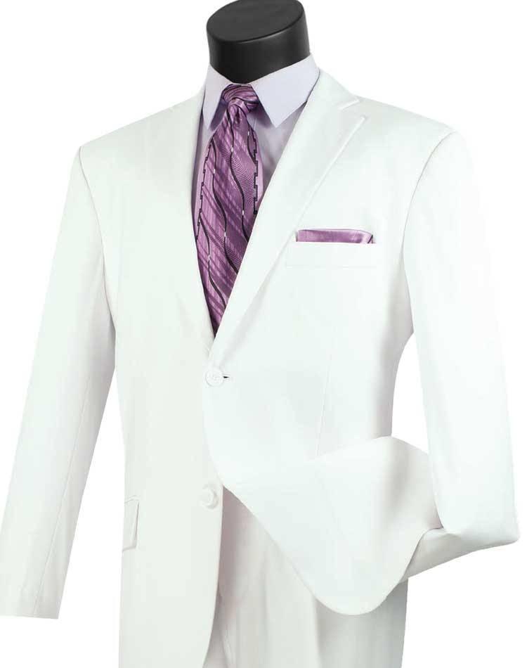 Executive Classic Fit Two Piece Suit Color Solid White - 36 Short  - 30 Waist