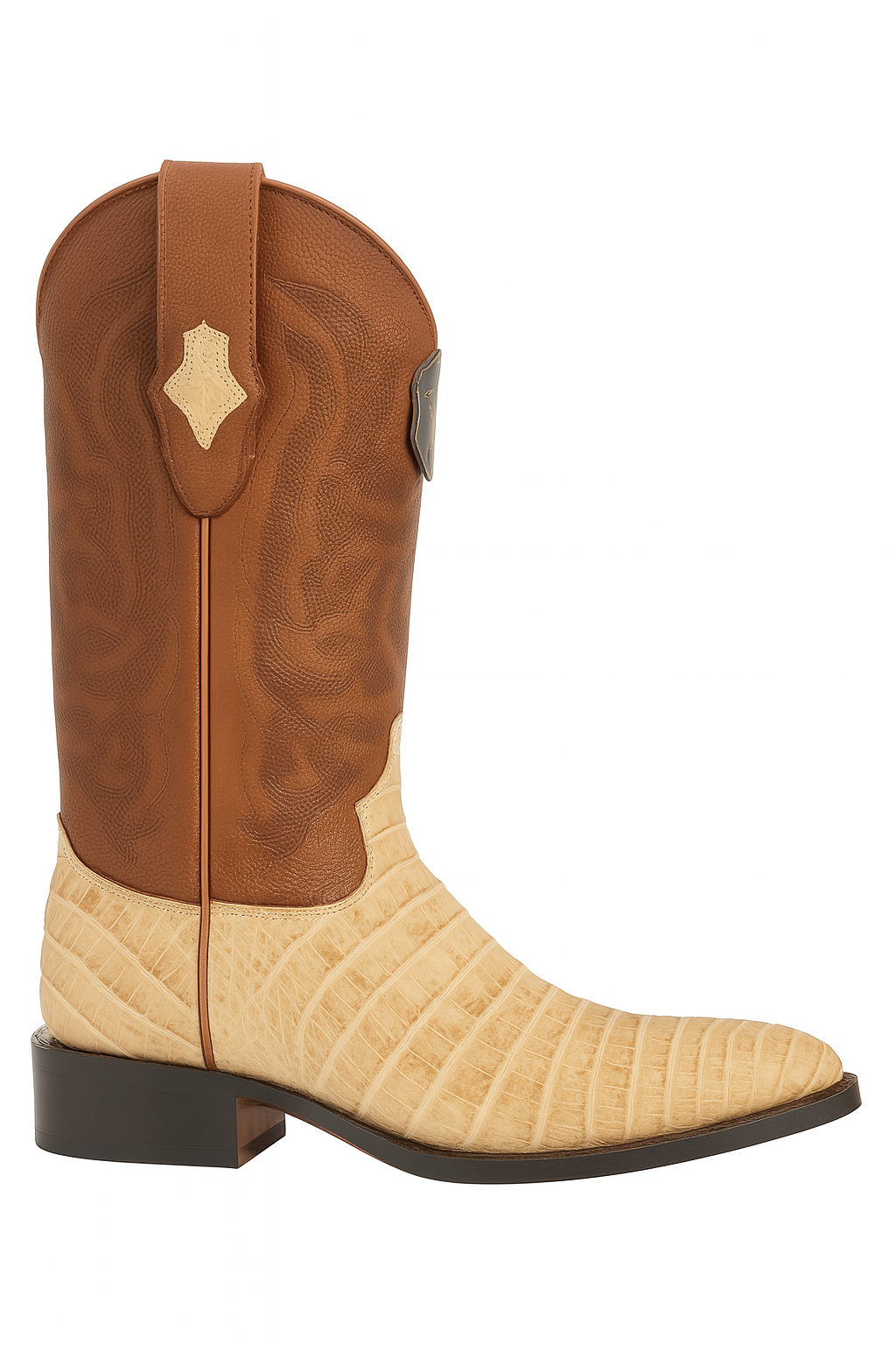 Los Altos Boots Honey Caiman Belly Cognac Cowboy Boots J-Toe - 6.0 Standard / D / Medium