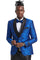 "Royal Blue Men's Slim Fit Paisley Floral Prom 2025 Tuxedo with One Button"