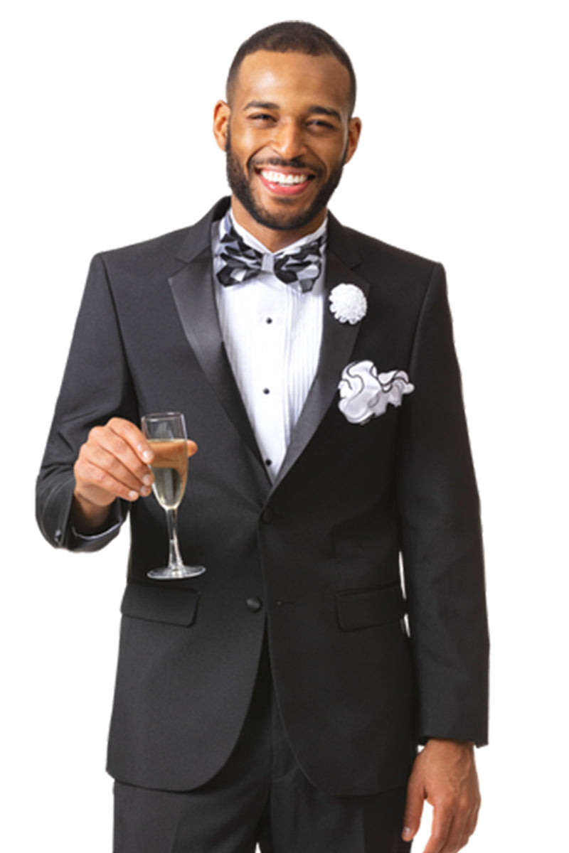 "Black Modern Fit Two-Button Men's Tuxedo - Classic Elegance"