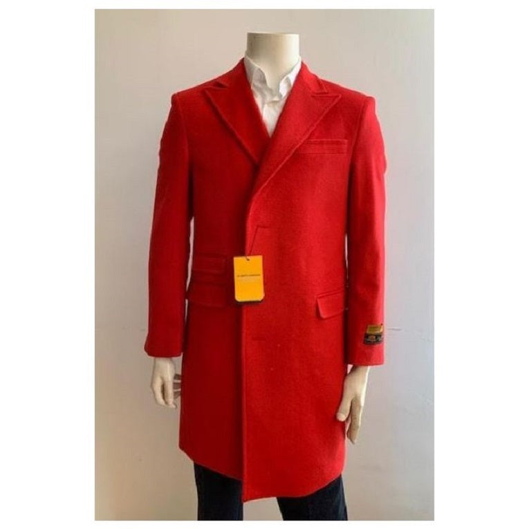 Mens Red Overcoat Trench coat - Wool Fabric Trench Coat - Coat Size 38