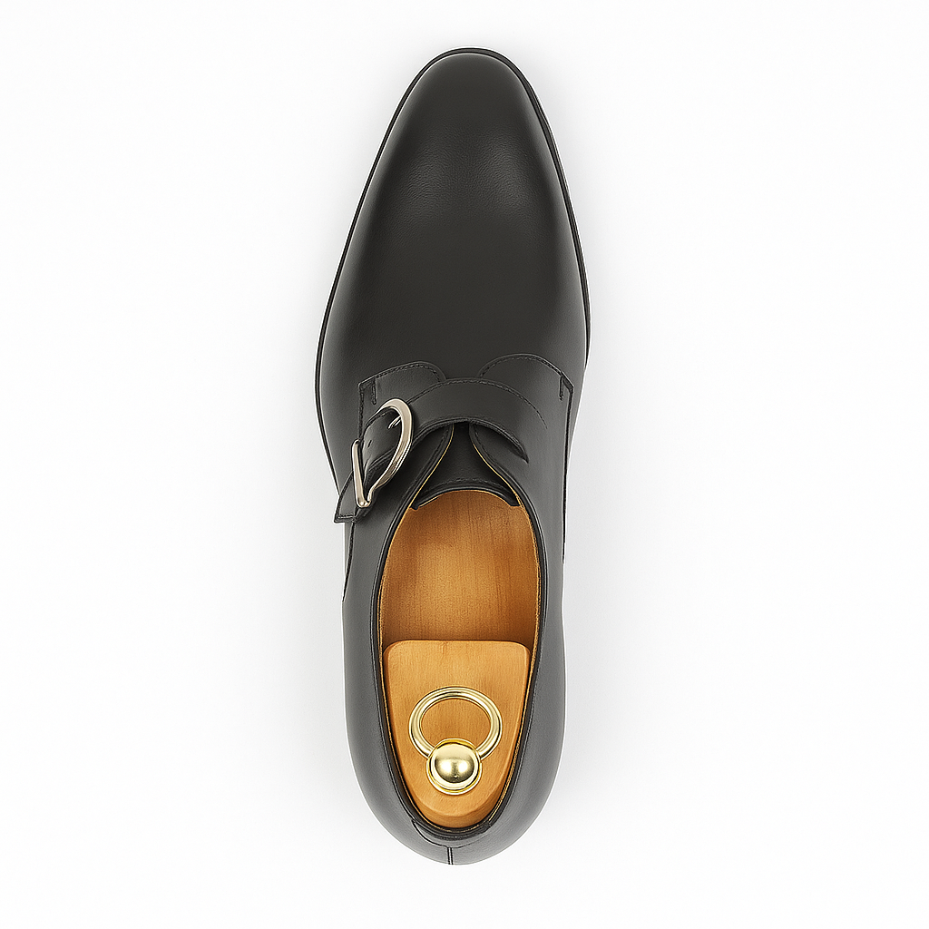 Mens Carrucci Classic Leather Fade Single D-Buckle Monk Strap Dress Shoe in Chestnut - 7