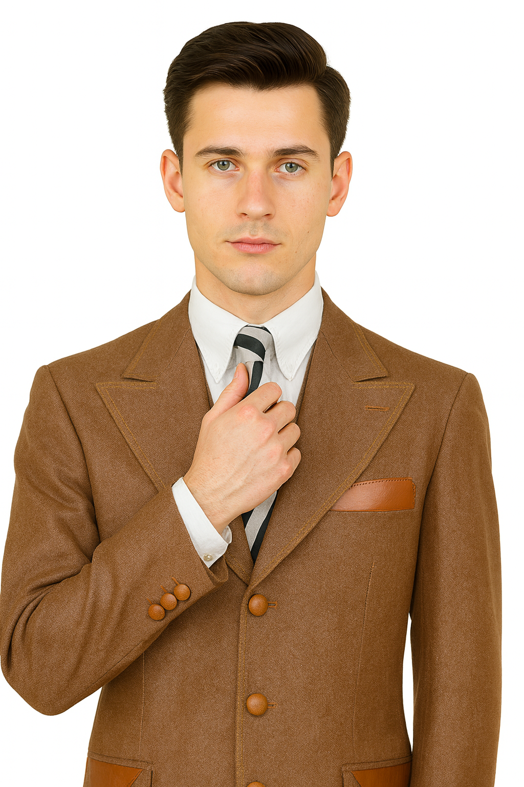 Denim Suit - Cotton Fabric Vested Suit - 3 Pieces Suit - Vested Fancy Suit - 38 Short Jacket+32 Waist Adjustable 28to34)(Height: 5 4 to5 7 )(Neck  15-16.5)S-M)