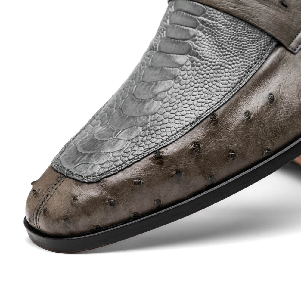 Marco Di Milano Fangio Serpentine Grey Ostrich Penny Loafer - 8
