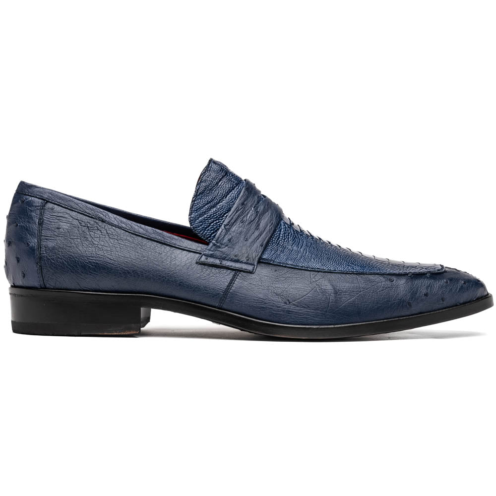 Marco Di Milano Fangio Denim Blue Ostrich Penny Loafer - 8.5