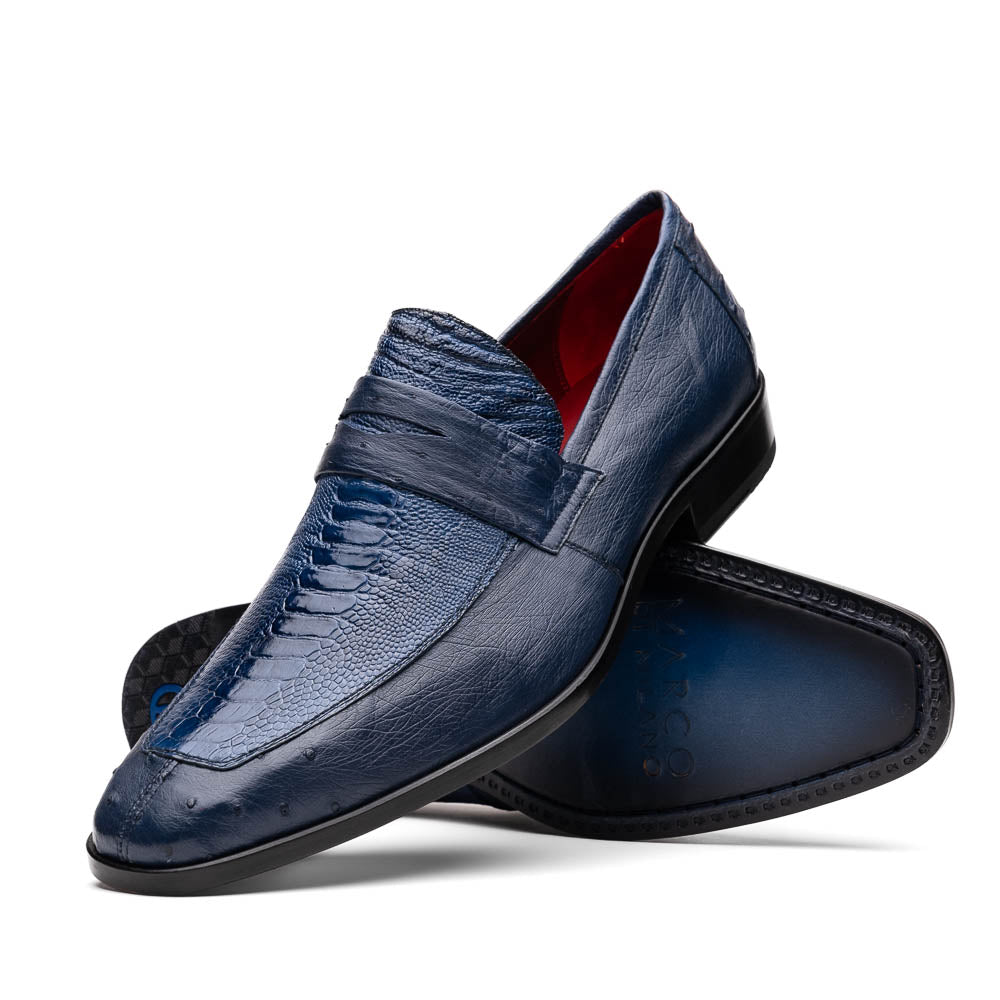 Marco Di Milano Fangio Denim Blue Ostrich Penny Loafer - 8.5