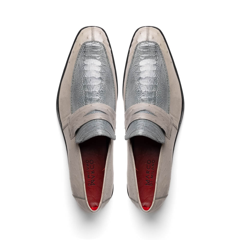 Marco Di Milano Fangio Gray Ostrich Penny Loafer - 9