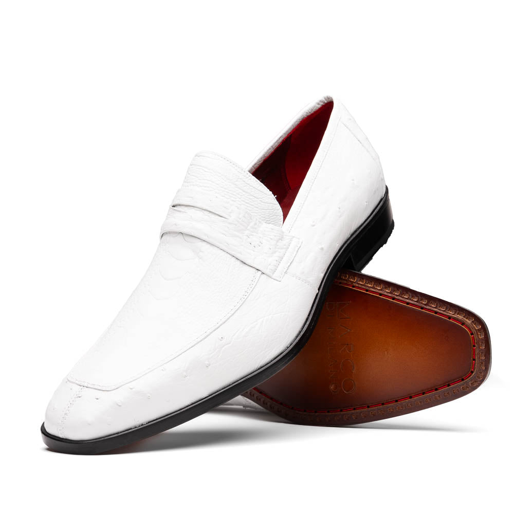 Marco Di Milano Fangio White Ostrich Penny Loafer - 8