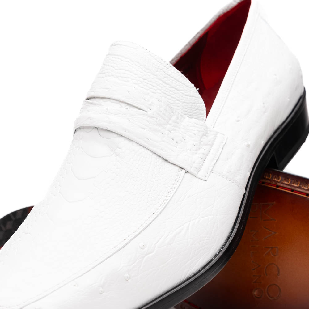 Marco Di Milano Fangio White Ostrich Penny Loafer - 8