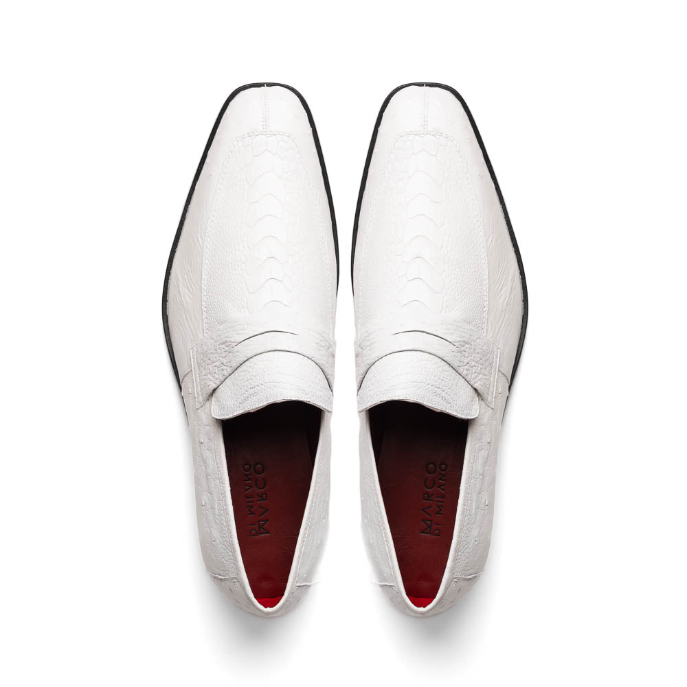 Marco Di Milano Fangio White Ostrich Penny Loafer - 8