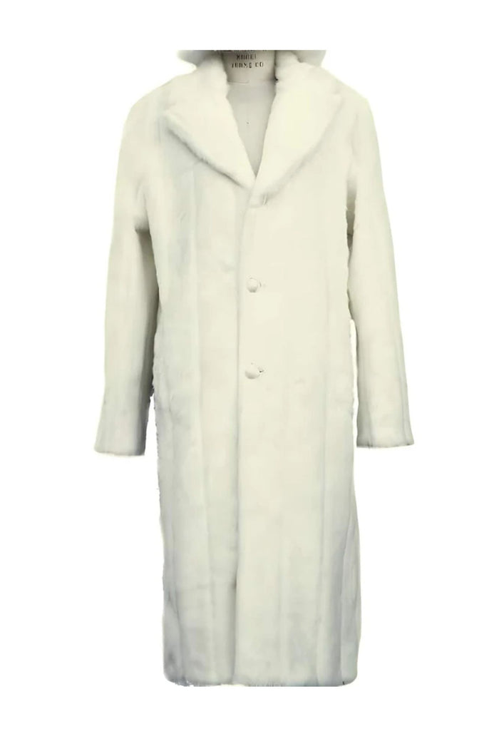 Faux Fur Overcoat - Long Top Coat Full length overcoat Off-White