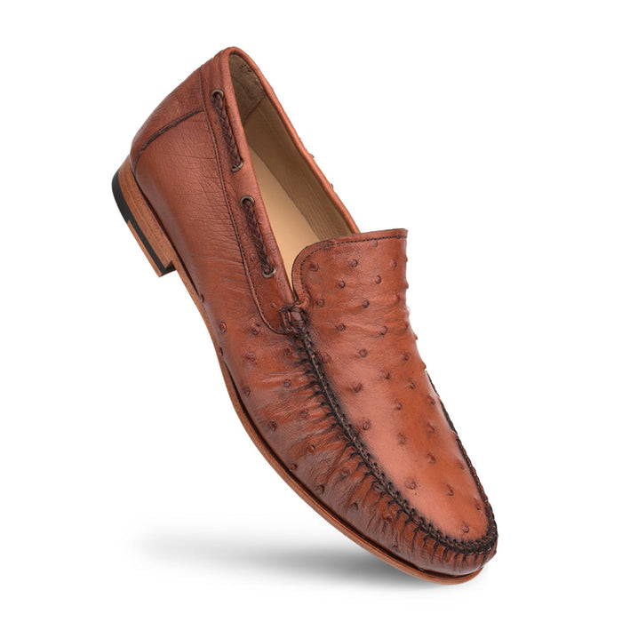 Mezlan Ostrich Leather Moccasin Slip-On Loafers