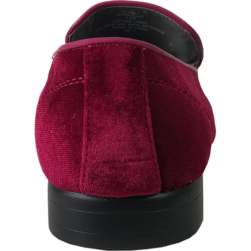 "Burgundy Velvet Tuxedo Loafers - Modern Men's Slip-On Style"