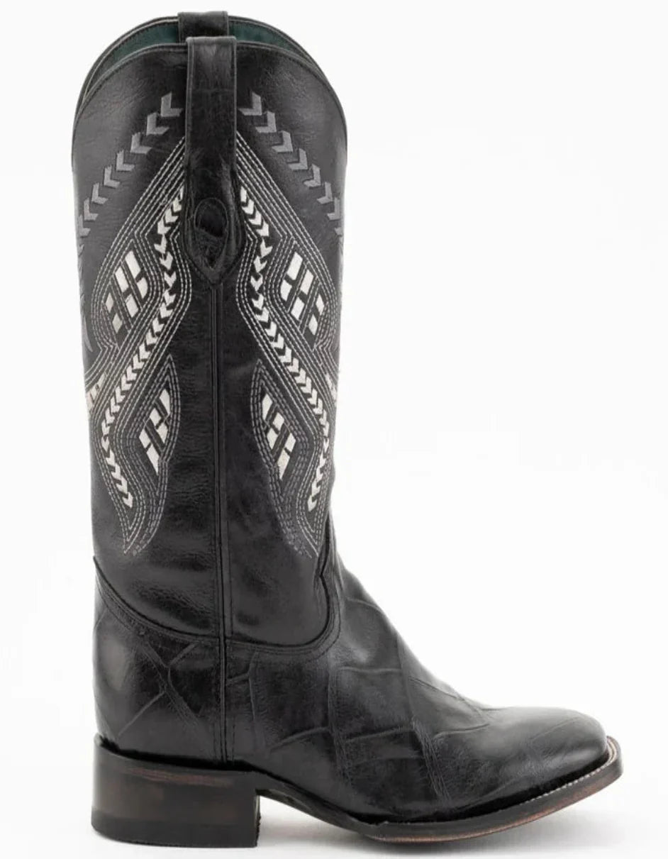 Ferrini Jesse Men's Print Alligator Boots Handcrafted Black 4359304 - 9D