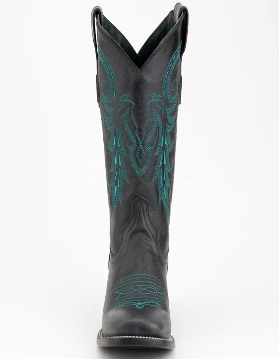 Ferrini Men's Blaze Leather Square Toe Boots Handcrafted - Black - 8D