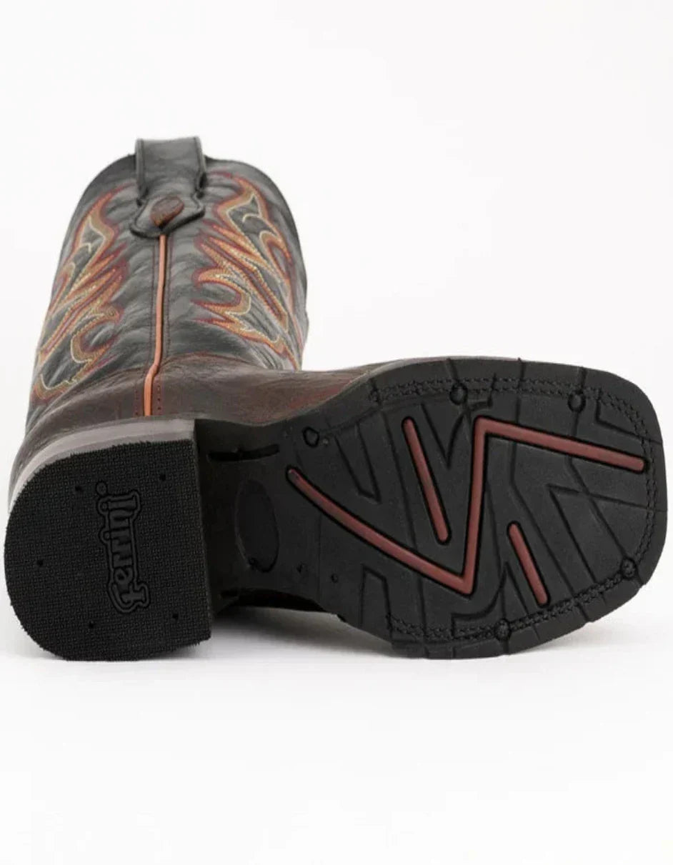 Ferrini Men's Blaze Leather Square Toe Boots Handcrafted - Chocolate - 8D