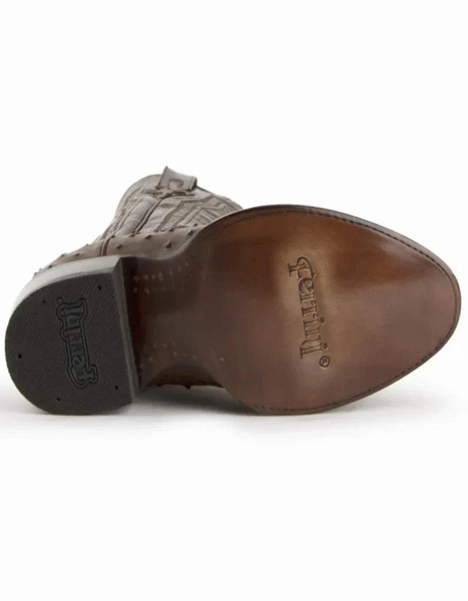 Ferrini Men's Colt Full Quill Ostrich Boots Handcrafted - Kango Brown - 8D