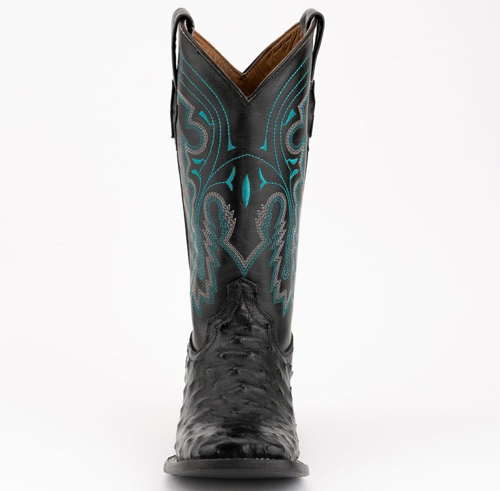 Ferrini Men's Colt Full Quill Ostrich Square Toe Boots Handcrafted - Black - 6