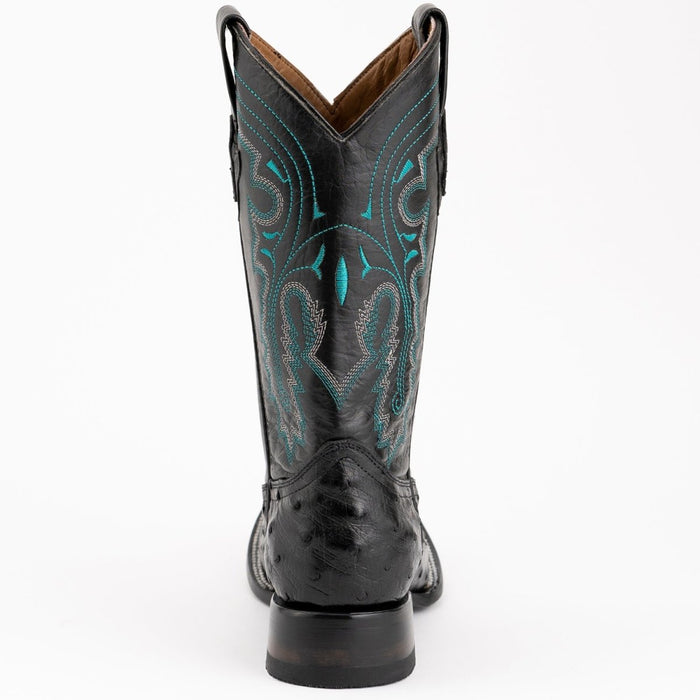 Ferrini Men's Colt Full Quill Ostrich Square Toe Boots Handcrafted - Black - 6