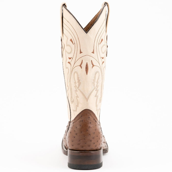 Ferrini Men's Colt Full Quill Ostrich Square Toe Boots Handcrafted - Kango Brown - 6