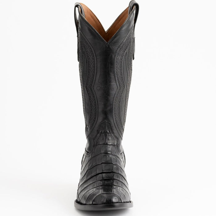 Ferrini Men's Dakota Belly Caiman Western Boots - Round Toe Handcrafted Black - 6