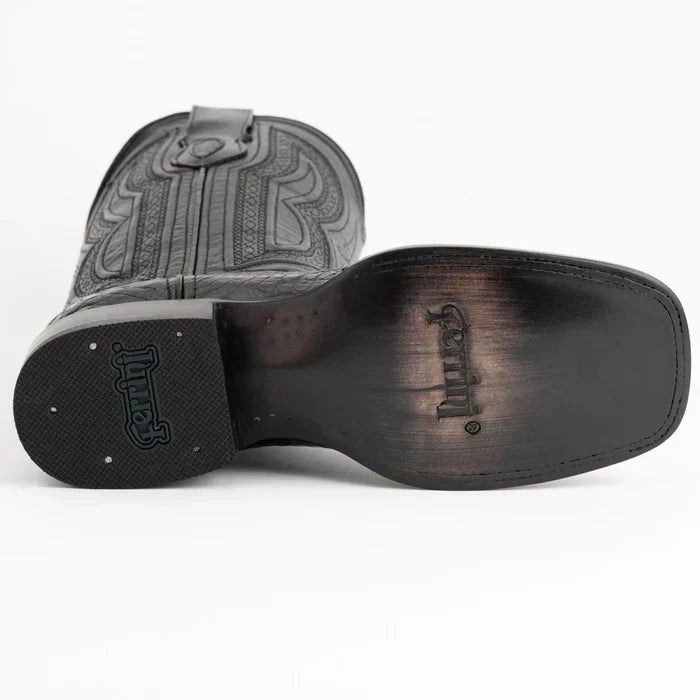 Ferrini Men's Dakota Belly Caiman Western Boots - Square Toe Handcrafted Black - 8.5D