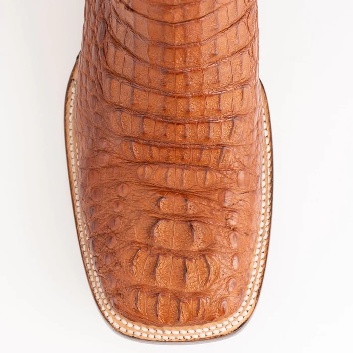 Ferinni Boot - Mens Dress Cowboy Boot  - Ferrini Men's Dakota Hornback Caiman Boots - Square Toe Handcrafted Cognac in Cognac - 8D