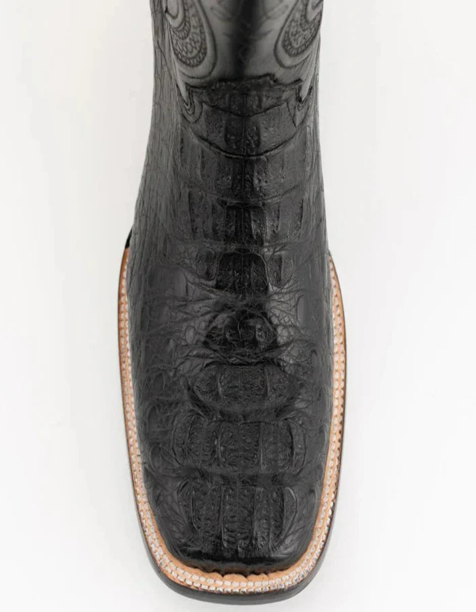 Ferrini Men's Dakota Hornback Caiman Western Boots - Square Toe Handcrafted Black - 8D