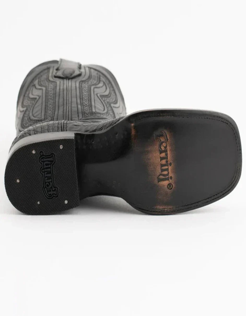 Ferrini Men's Dakota Hornback Caiman Western Boots - Square Toe Handcrafted Black - 8D