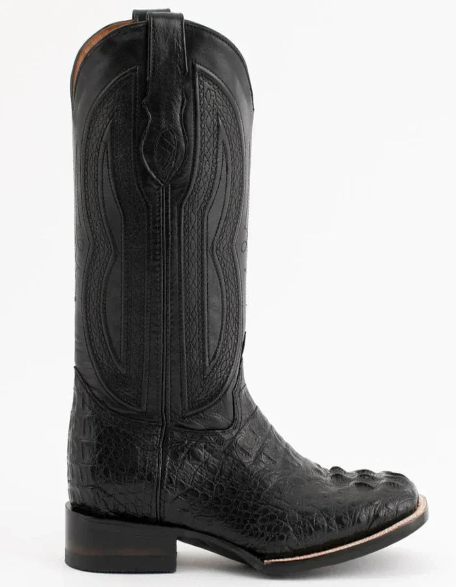 Ferrini Men's Dakota Hornback Caiman Western Boots - Square Toe Handcrafted Black - 8D