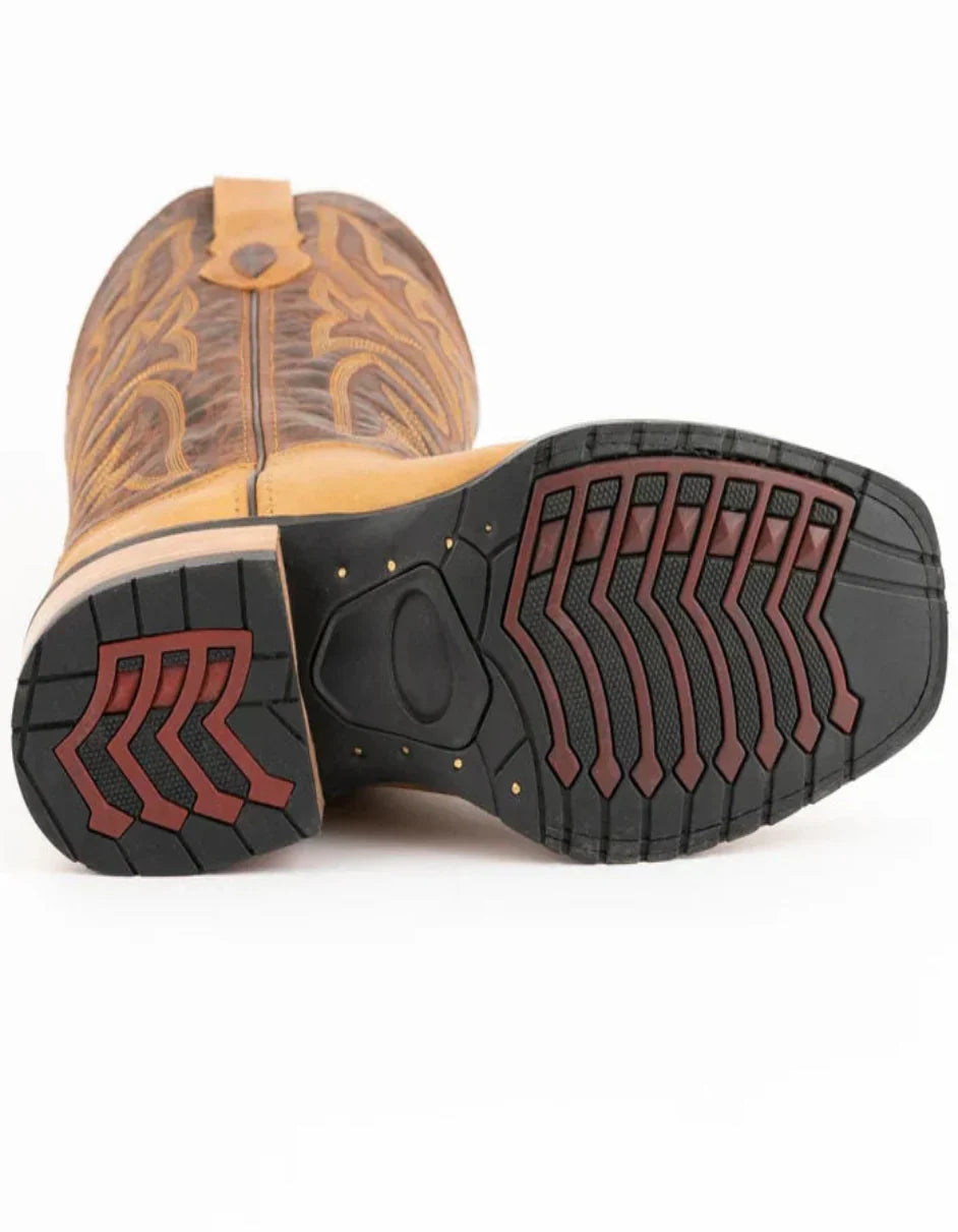 Ferrini Men's Kingston Rubber Sole Square Toe Boots Handcrafted - Tan - 8D