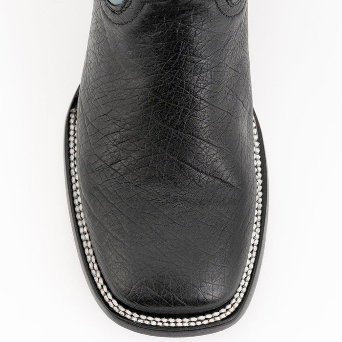 Ferrini Men's Morgan Smooth Ostrich Square Toe Boots Handcrafted - Black - 6