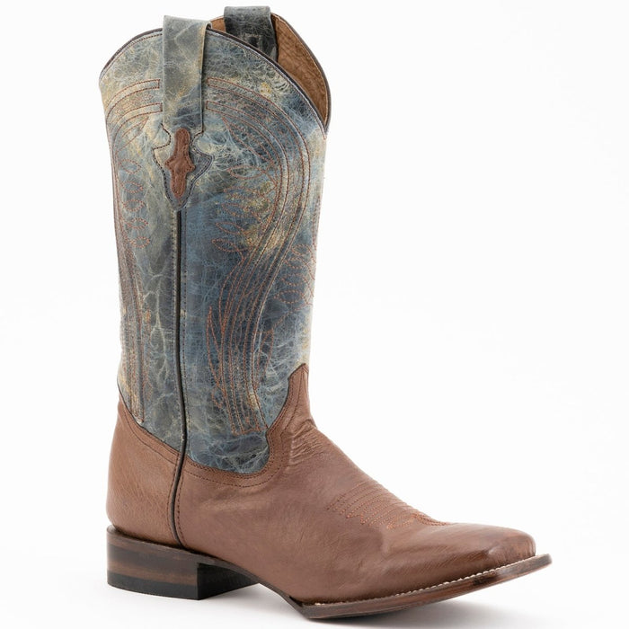 Ferrini Men's Morgan Smooth Ostrich Square Toe Boots Handcrafted - Kango Brown - 6