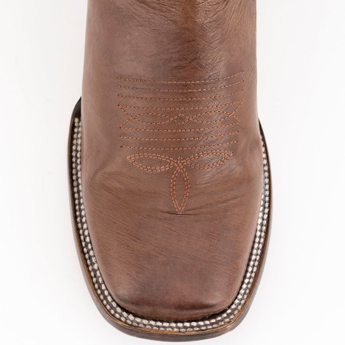 Ferrini Men's Morgan Smooth Ostrich Square Toe Boots Handcrafted - Kango Brown - 6