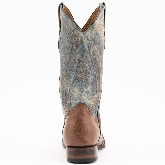 Ferrini Men's Morgan Smooth Ostrich Square Toe Boots Handcrafted - Kango Brown - 6