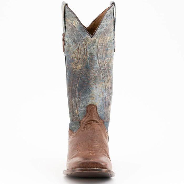 Ferrini Men's Morgan Smooth Ostrich Square Toe Boots Handcrafted - Kango Brown - 6