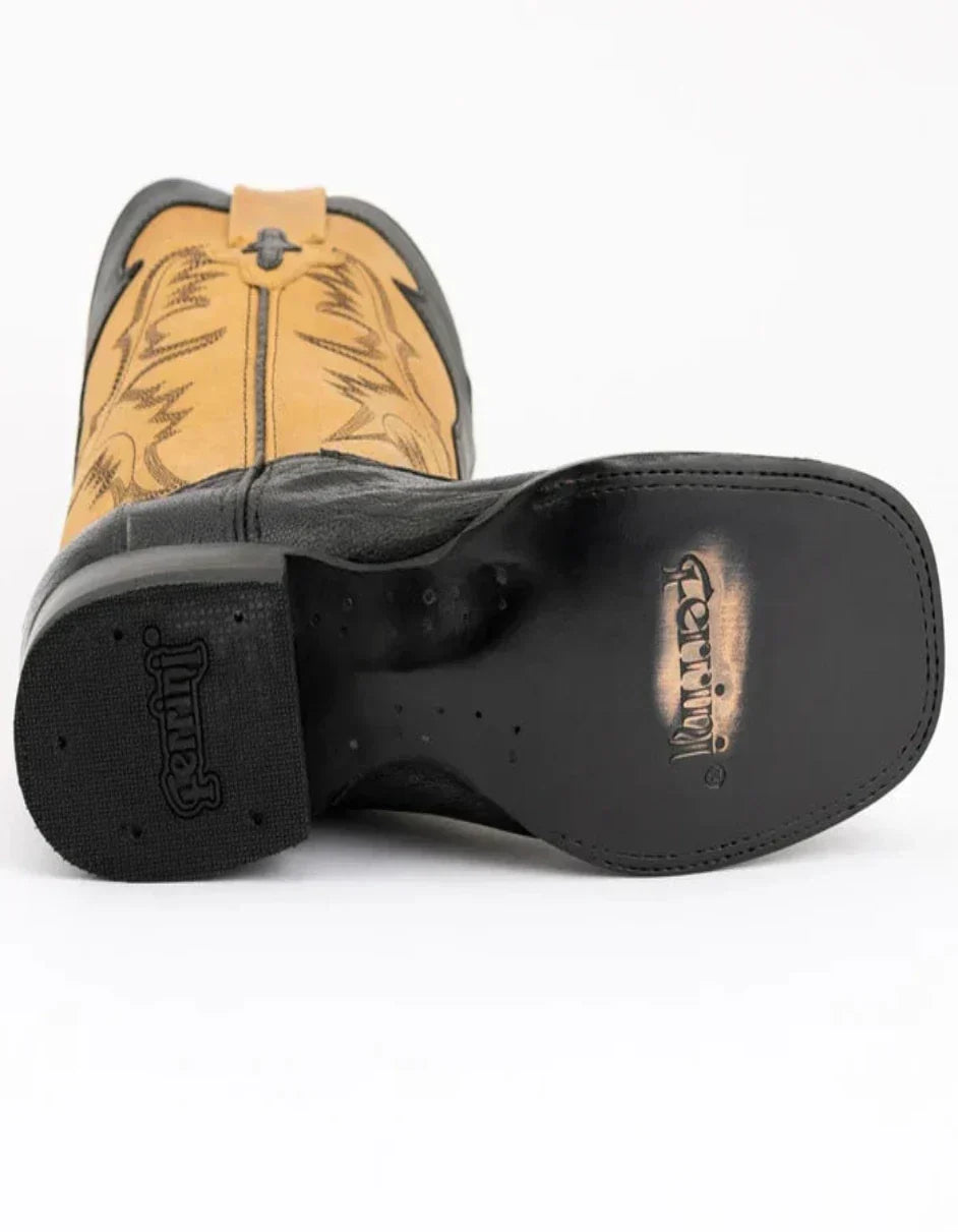 Ferrini Men's Nash Ostrich Leg Boots Handcrafted - Black - Black