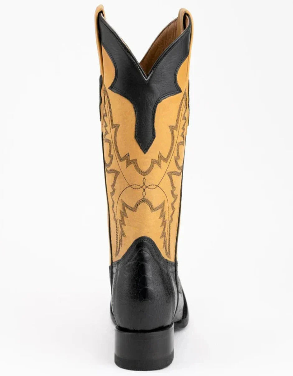 Ferrini Men's Nash Ostrich Leg Boots Handcrafted - Black - Black