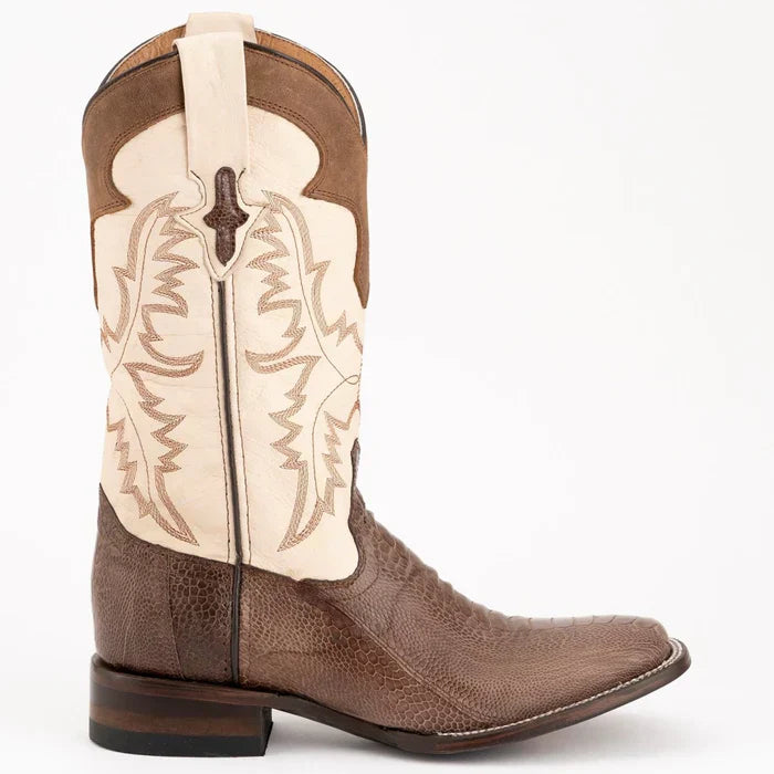 Ferrini Men's Nash Ostrich Leg Boots Handcrafted - Brown - 9.5D