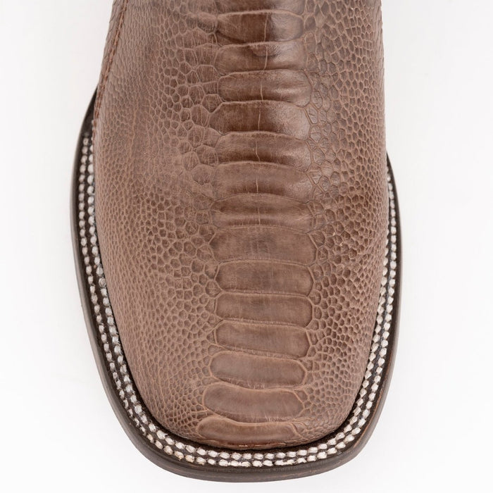 Ferrini Men's Nash Ostrich Leg Boots Handcrafted - Brown - 6