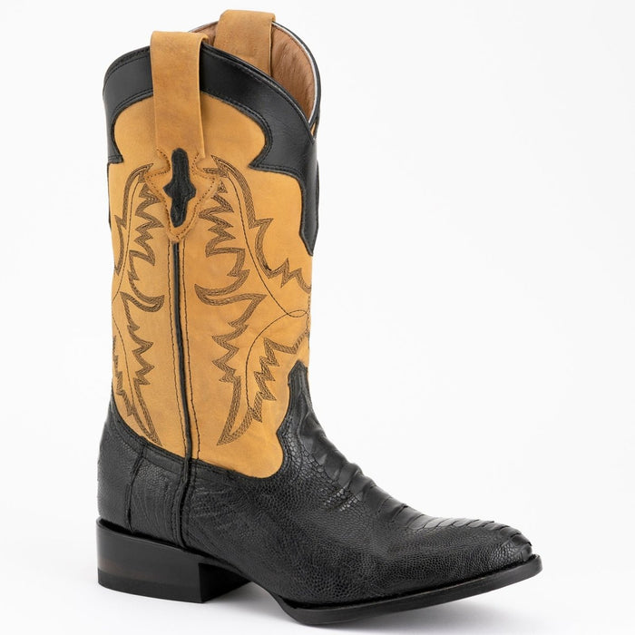 Ferrini Men's Nash Ostrich Leg Round Toe Boots Handcrafted - Black - 6