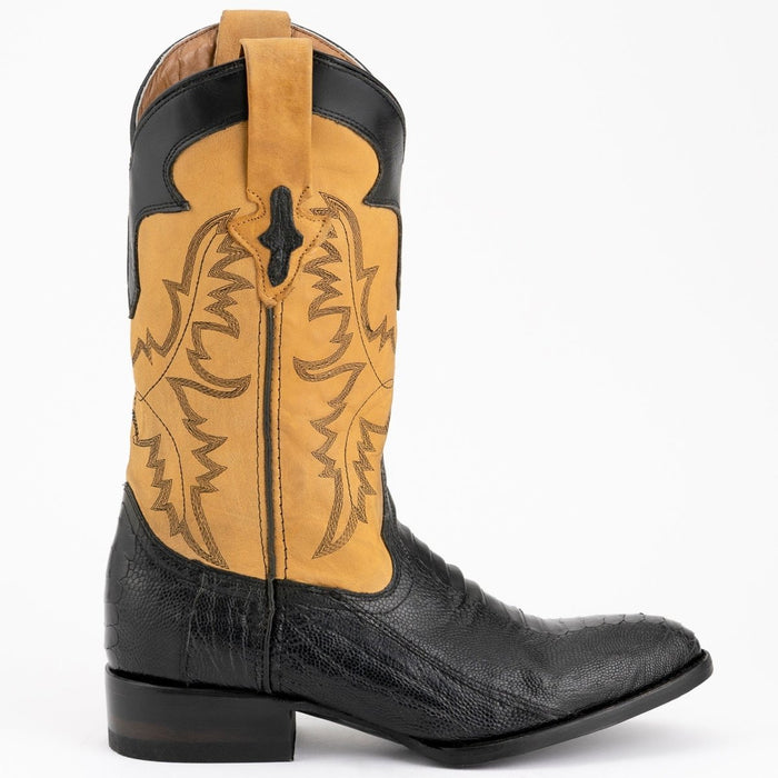 Ferrini Men's Nash Ostrich Leg Round Toe Boots Handcrafted - Black - 6