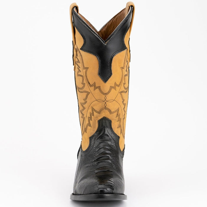 Ferrini Men's Nash Ostrich Leg Round Toe Boots Handcrafted - Black - 6